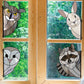 Animal stained glass patterns, racoon, snowy owl, horned owl, rabbit, instant pdf downloads, four patterns in one pack