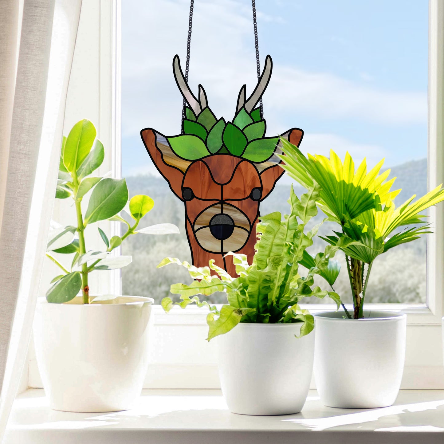 Boho Forest Buck - Animal Stained Glass Deer Pattern