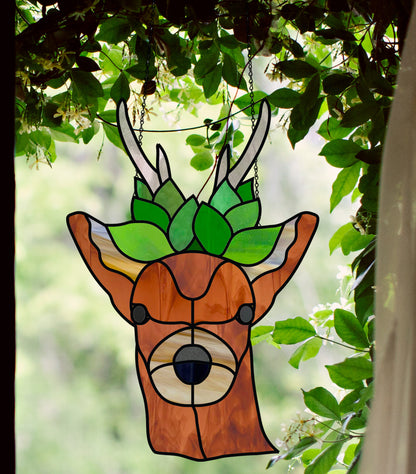 A picture of the Boho Forest Buck - Animal Stained Glass Deer Pattern from GlassyRock Arts. 