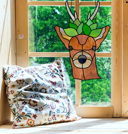 A picture of the Boho Forest Buck - Animal Stained Glass Deer Pattern from GlassyRock Arts. 