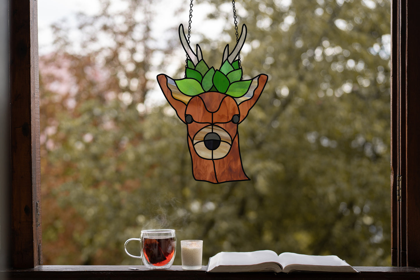 Boho Forest Buck - Animal Stained Glass Deer Pattern