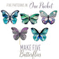 Butterfly stained glass patterns, pack of five, instant download, commercial and hobby licenses included