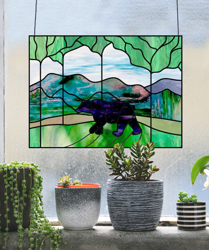 A picture of the Forest Bear Stained Glass Panel Pattern from GlassyRock Arts. 