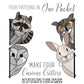 Animal stained glass patterns, racoon, snowy owl, horned owl, rabbit, instant pdf downloads, four patterns in one pack