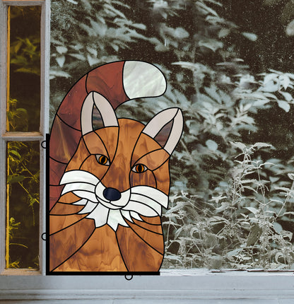 A picture of the Fox Buddy Stained Glass Pattern from GlassyRock Arts. 