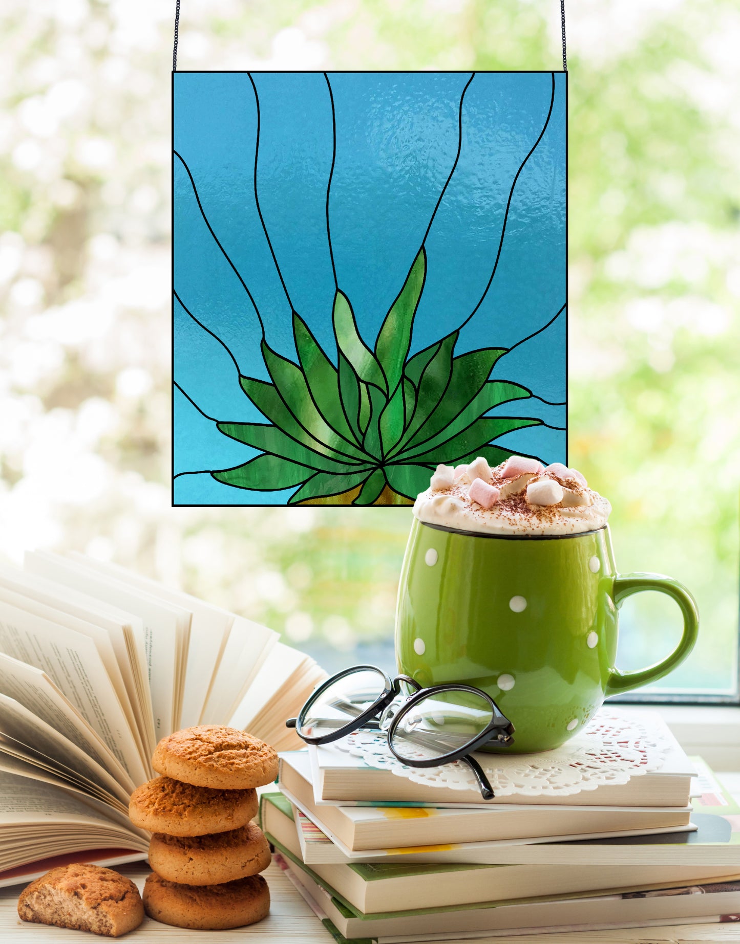 Gasteria Succulent Stained Glass Panel Pattern