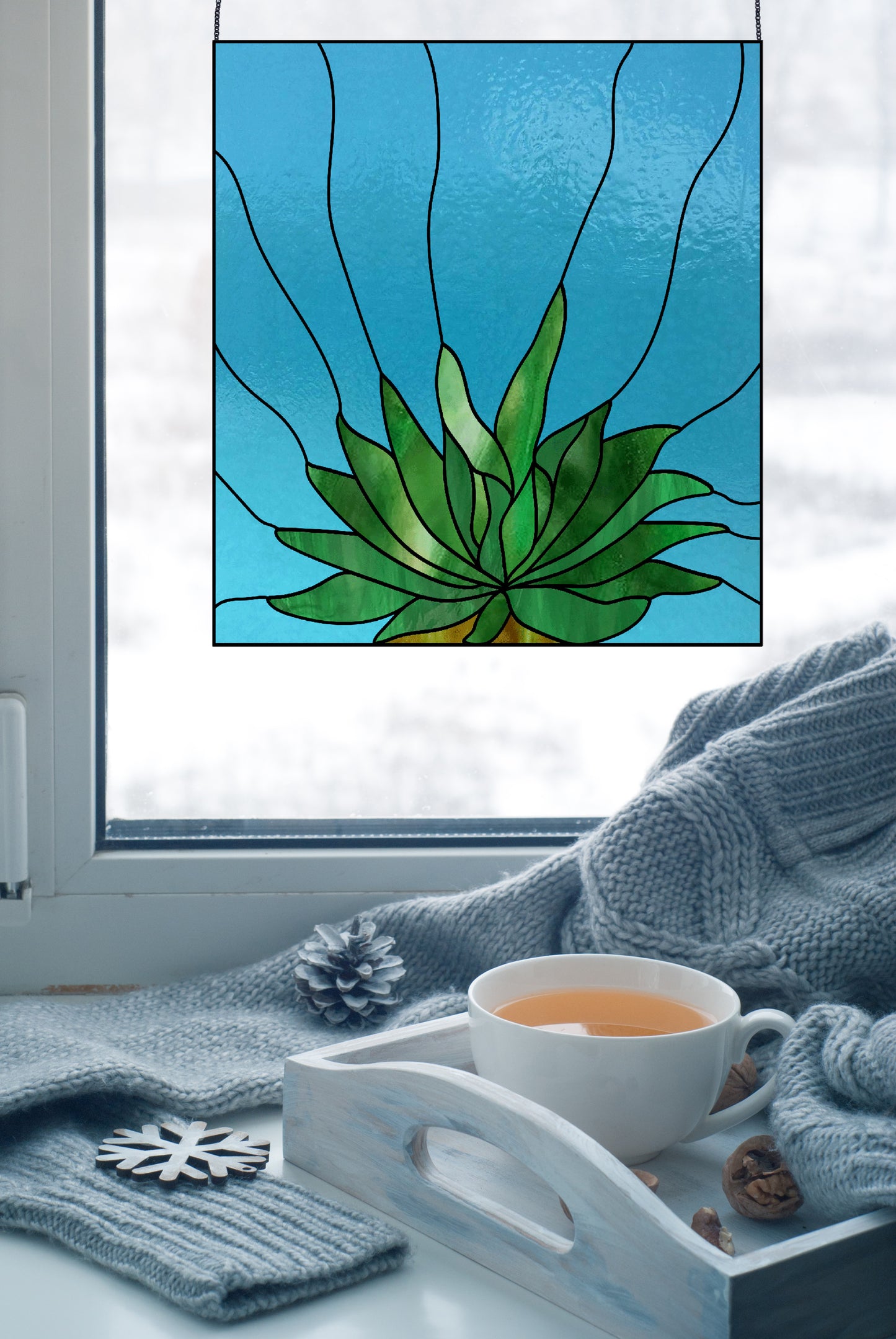 Gasteria Succulent Stained Glass Panel Pattern