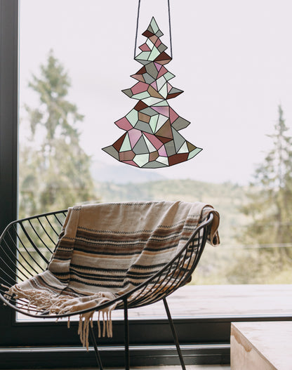 A picture of the Modern Stained Glass Christmas Tree Pattern from GlassyRock Arts. 