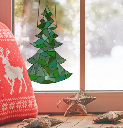 A picture of the Modern Stained Glass Christmas Tree Pattern from GlassyRock Arts. 