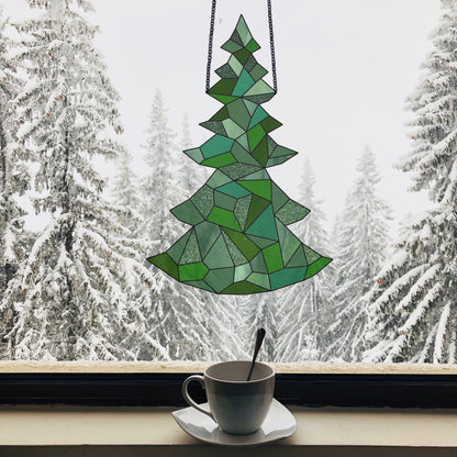 A picture of the Modern Stained Glass Christmas Tree Pattern from GlassyRock Arts. 