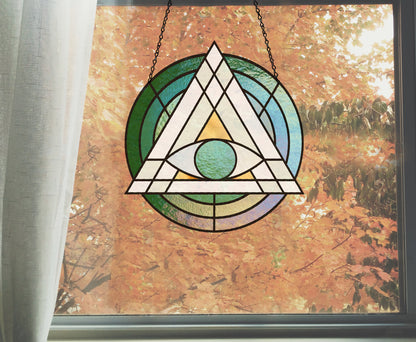 A picture of the Geometric Eye Triangle Stained Glass Pattern from GlassyRock Arts. 