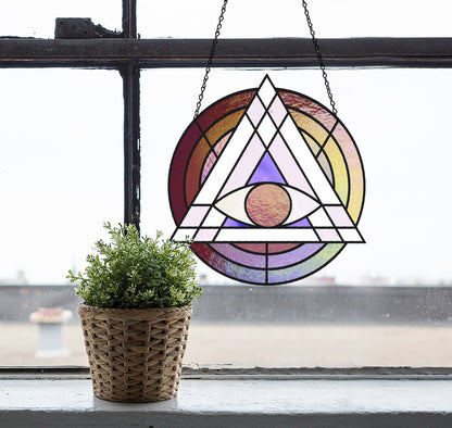 A picture of the Geometric Eye Triangle Stained Glass Pattern from GlassyRock Arts. 