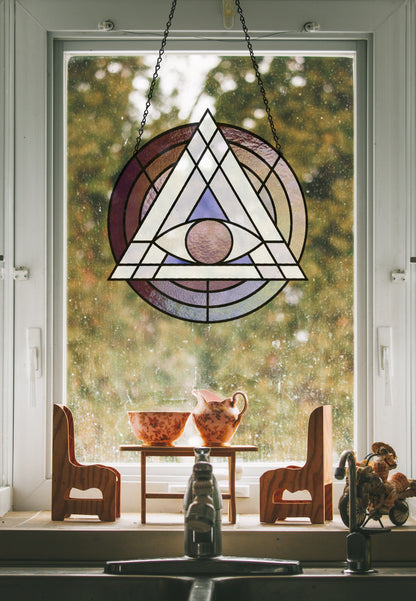 A picture of the Geometric Eye Triangle Stained Glass Pattern from GlassyRock Arts. 