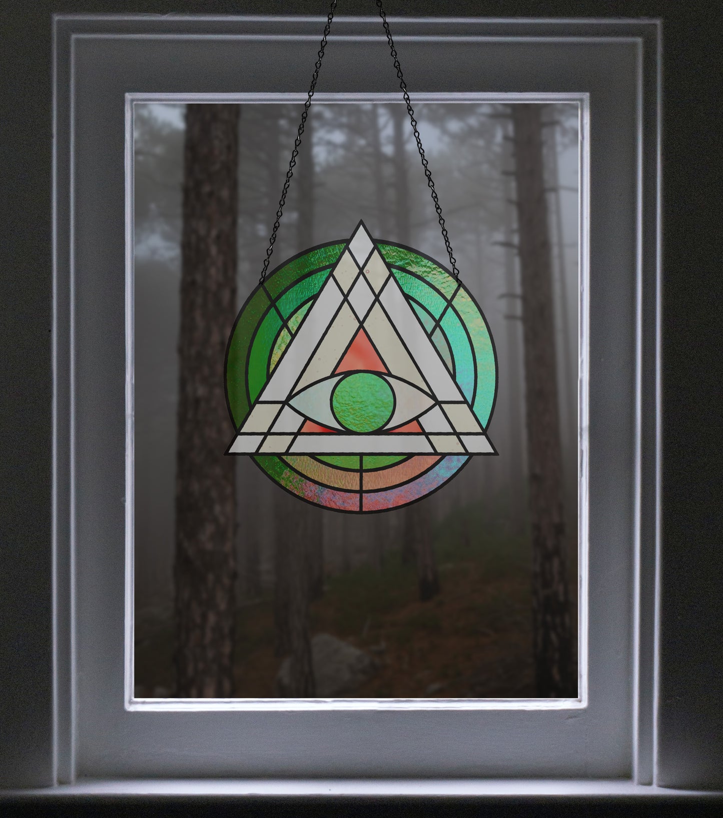Geometric Eye Triangle Stained Glass Pattern