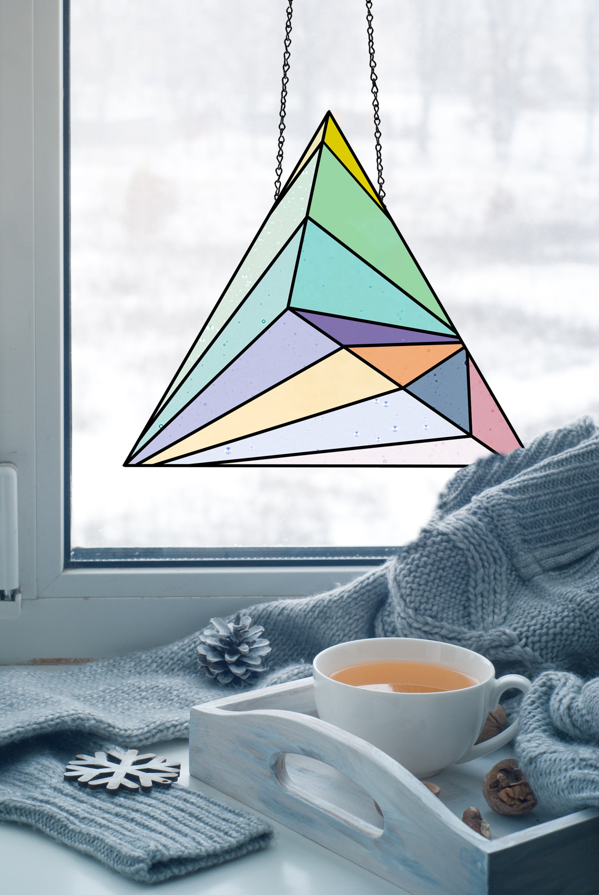 A picture of the Geometric Triangle Stained Glass Pattern from GlassyRock Arts. 