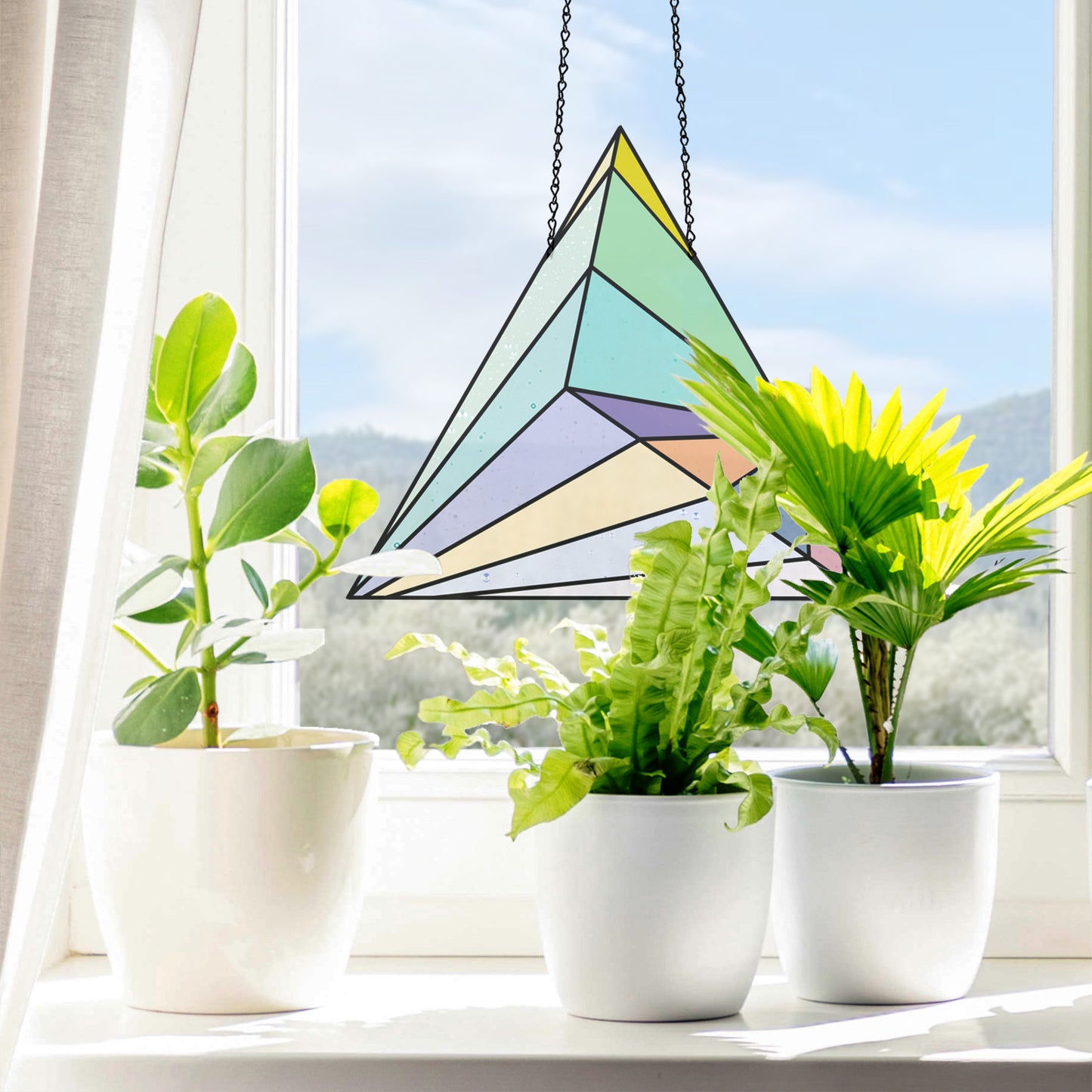 Geometric Triangle Stained Glass Pattern