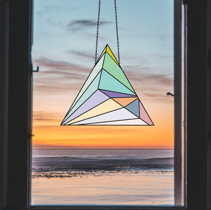 A picture of the Geometric Triangle Stained Glass Pattern from GlassyRock Arts. 