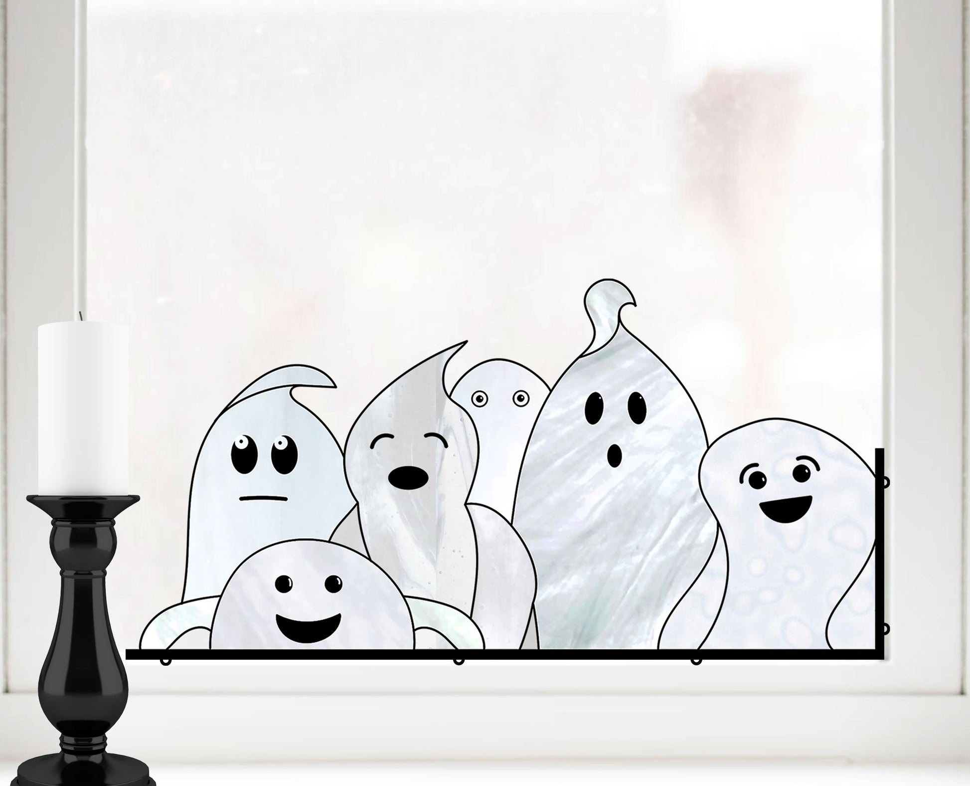 A picture of the Ghost Buddies Halloween Stained Glass Pattern from GlassyRock Arts. 