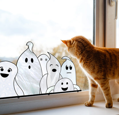 A picture of the Ghost Buddies Halloween Stained Glass Pattern from GlassyRock Arts. 