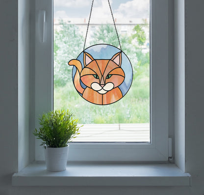 A picture of the Full Moon Halloween Black Cat Stained Glass Pattern from GlassyRock Arts. 