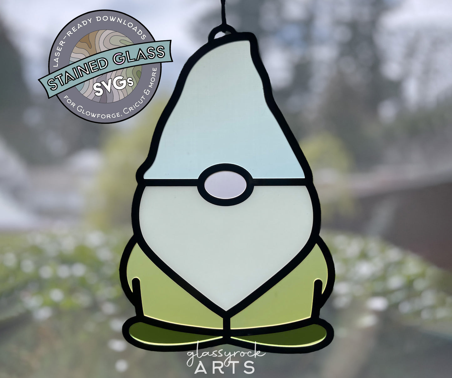 Stained Glass Gnome, SVG for Laser Cutting