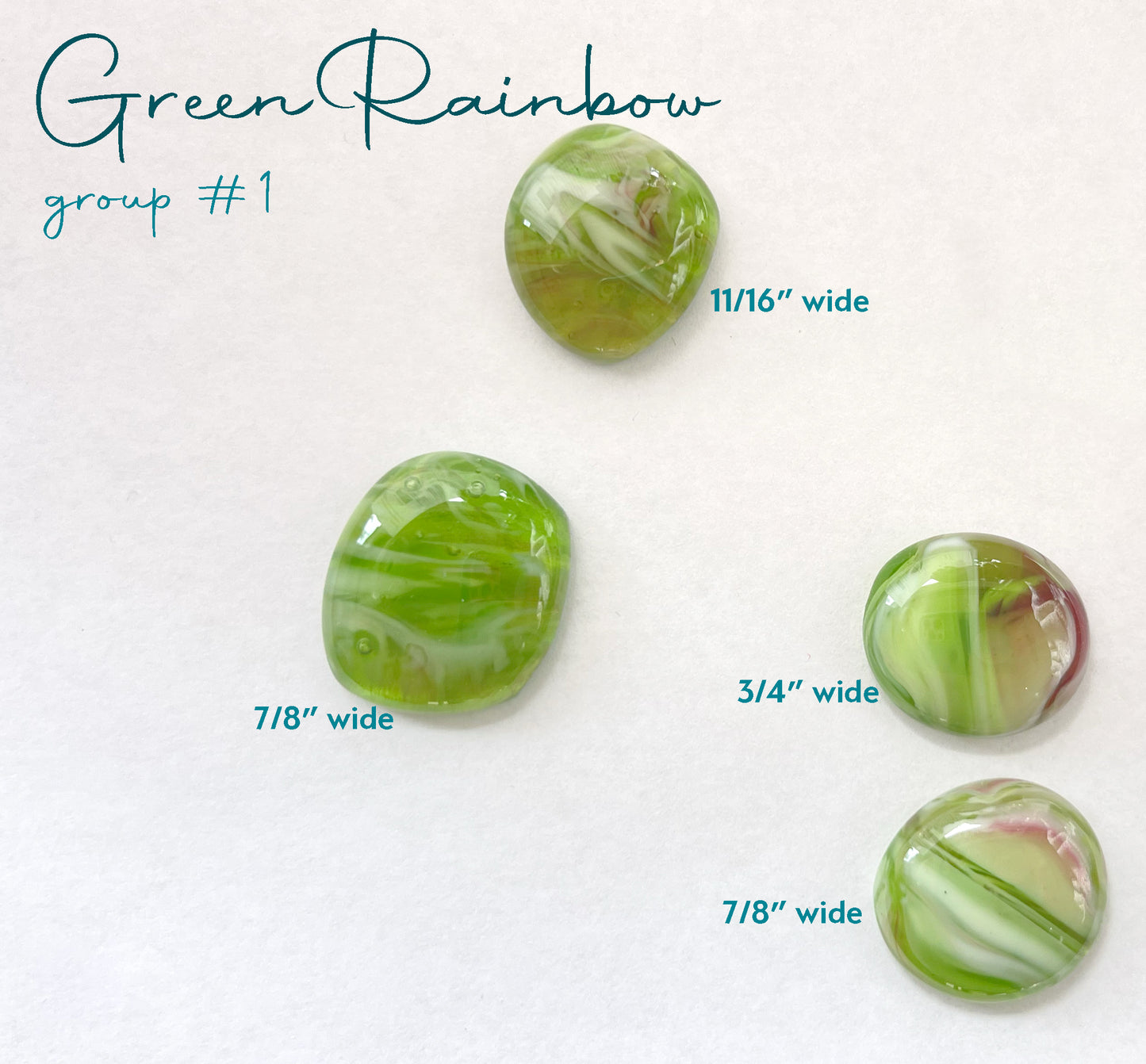 Handmade Stained Glass Cabochons - Green Rainbow Glass