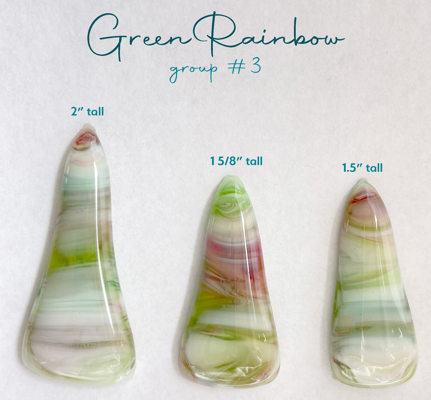 Handmade Stained Glass Cabochons - Green Rainbow Glass