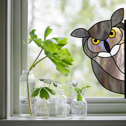 A picture of the Horned Owl Buddy Stained Glass Pattern from GlassyRock Arts. 