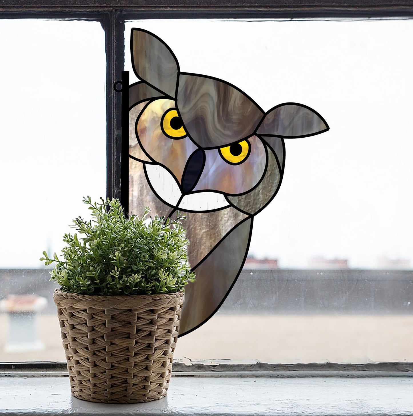 Horned Owl Buddy Stained Glass Pattern