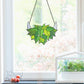 Crescent Moon Hanging Philodendron Plant Stained Glass Pattern