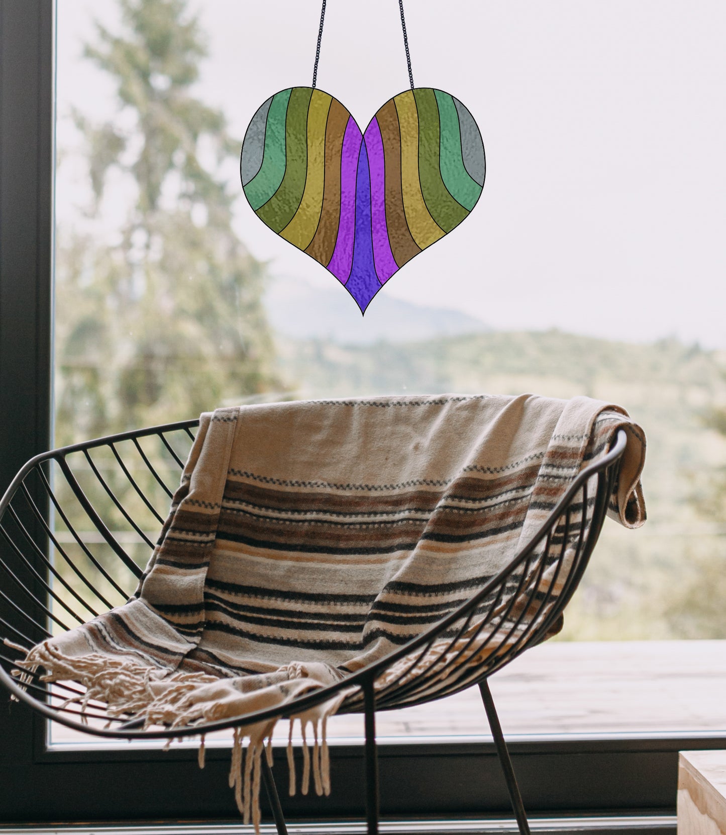 Retro Boho Heart Stained Glass Pattern
