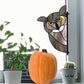 horned owl stained glass pattern, instant pdf, shown in window