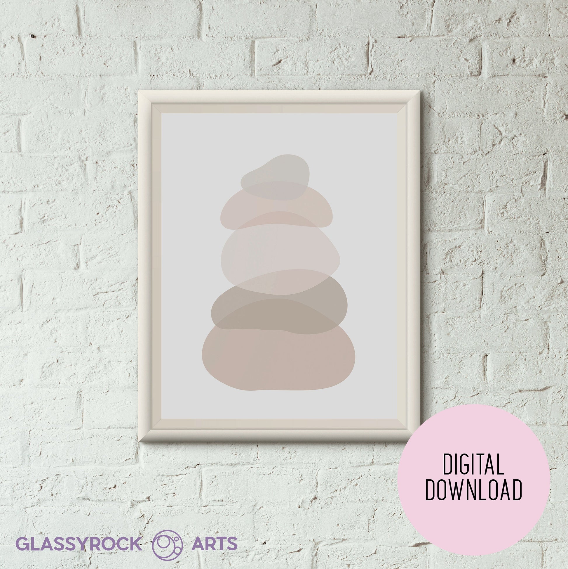 A picture of the Set of 2, Ombre Nude Stone Shapes - Digital Printable Art (PDF Download) from GlassyRock Arts. 