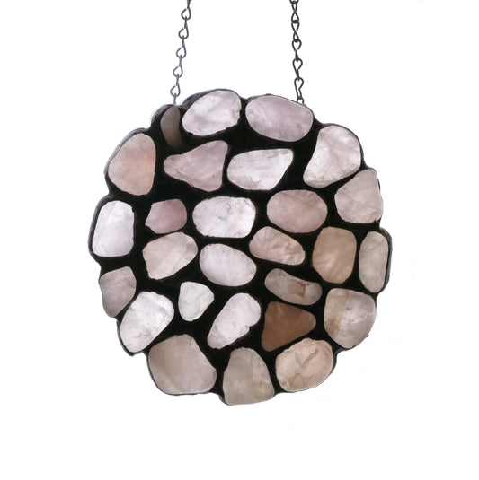 Rose Quartz Artwork Suncatcher - Tiffany Method Quartz Artwork
