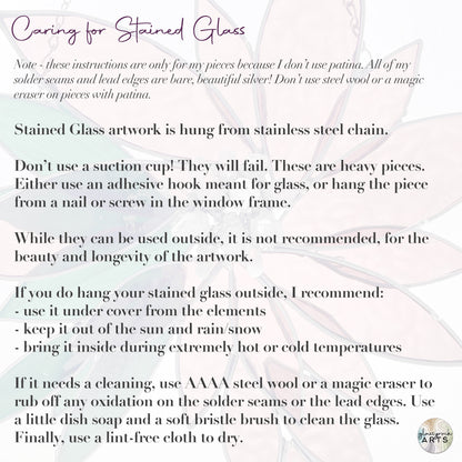 An information card about how to care for stained glass