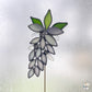 Handmade Stained Glass Flower Plant Stake with Crystals - free shipping, plant decoration, floral decor gift, plant lover stain glass gift