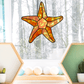 Starfish or seastar stained glass pattern, instant pdf download, shown in window with winter background