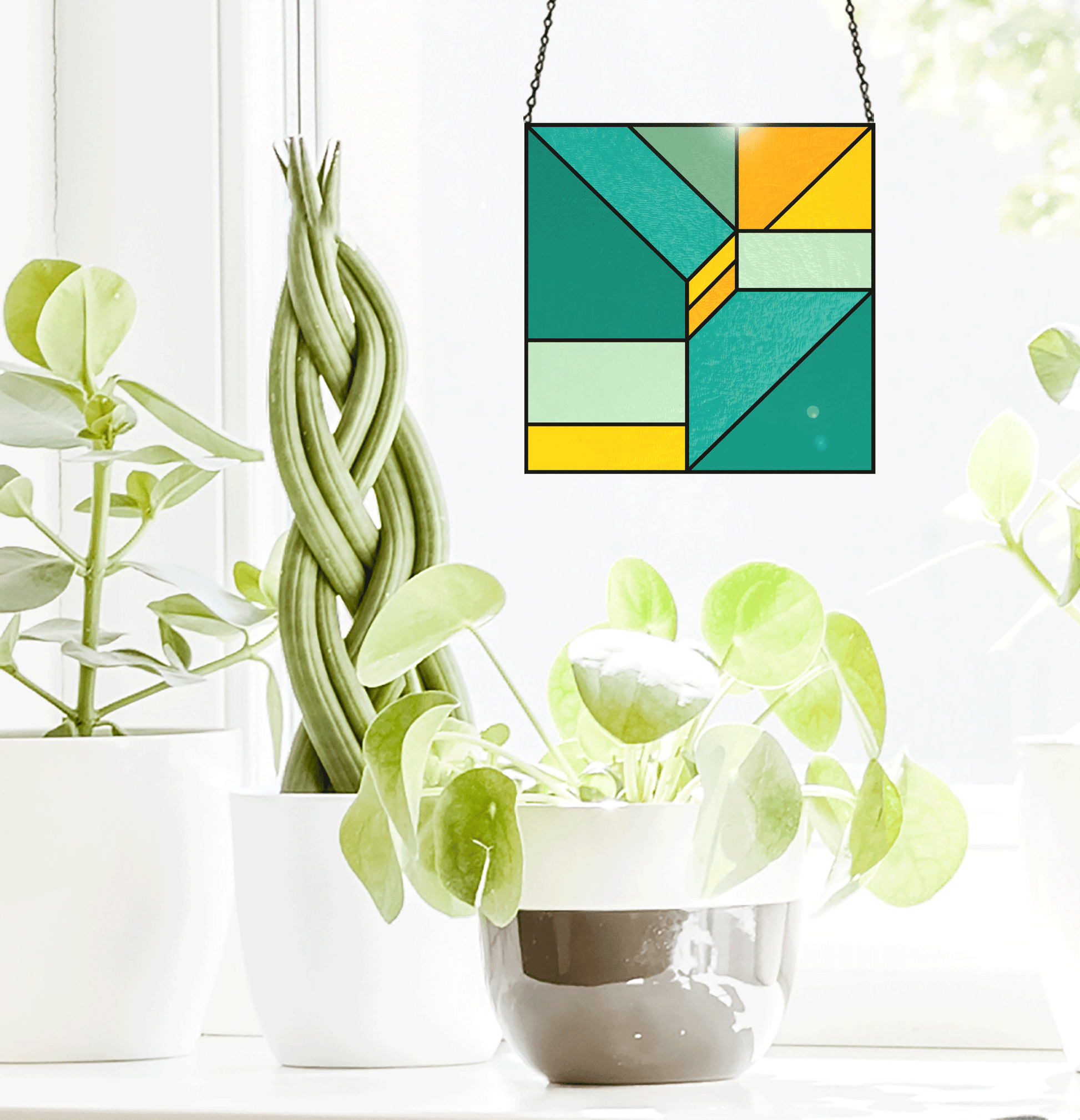 A picture of the Beginner Geometric Stained Glass Pattern from GlassyRock Arts. 