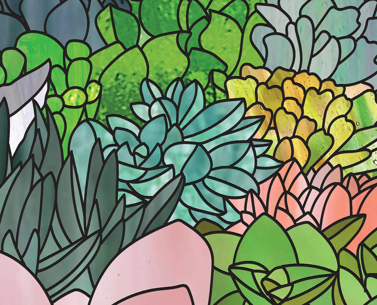 Stained Glass Succulents Digital Art Printable (PDF Download)