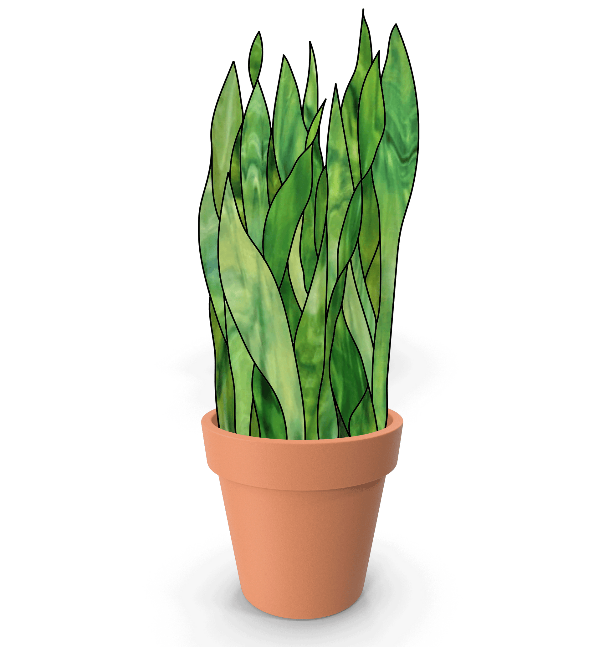 Original stained glass pattern for snake plant plant stem, instant PDF download