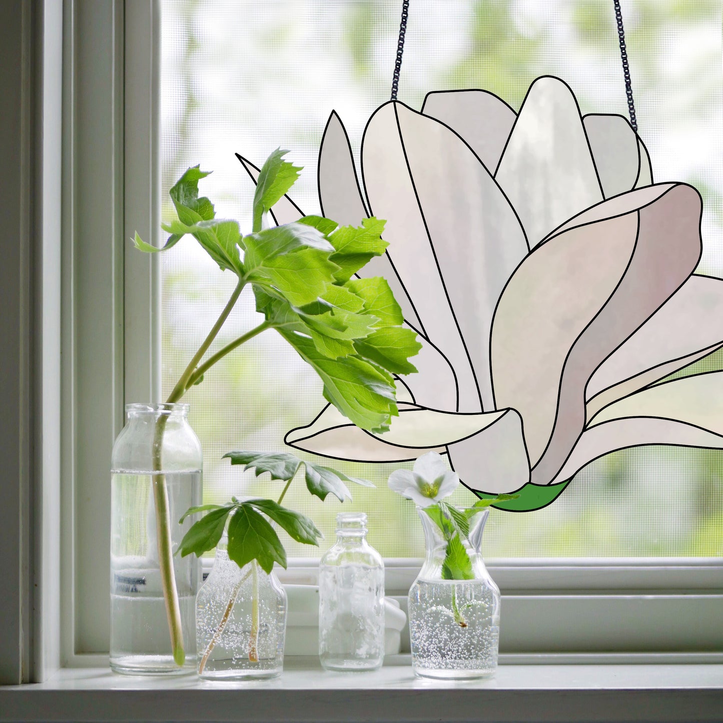 A picture of the Big Flora Giant Stained Glass Snowdrop Pattern from GlassyRock Arts. 