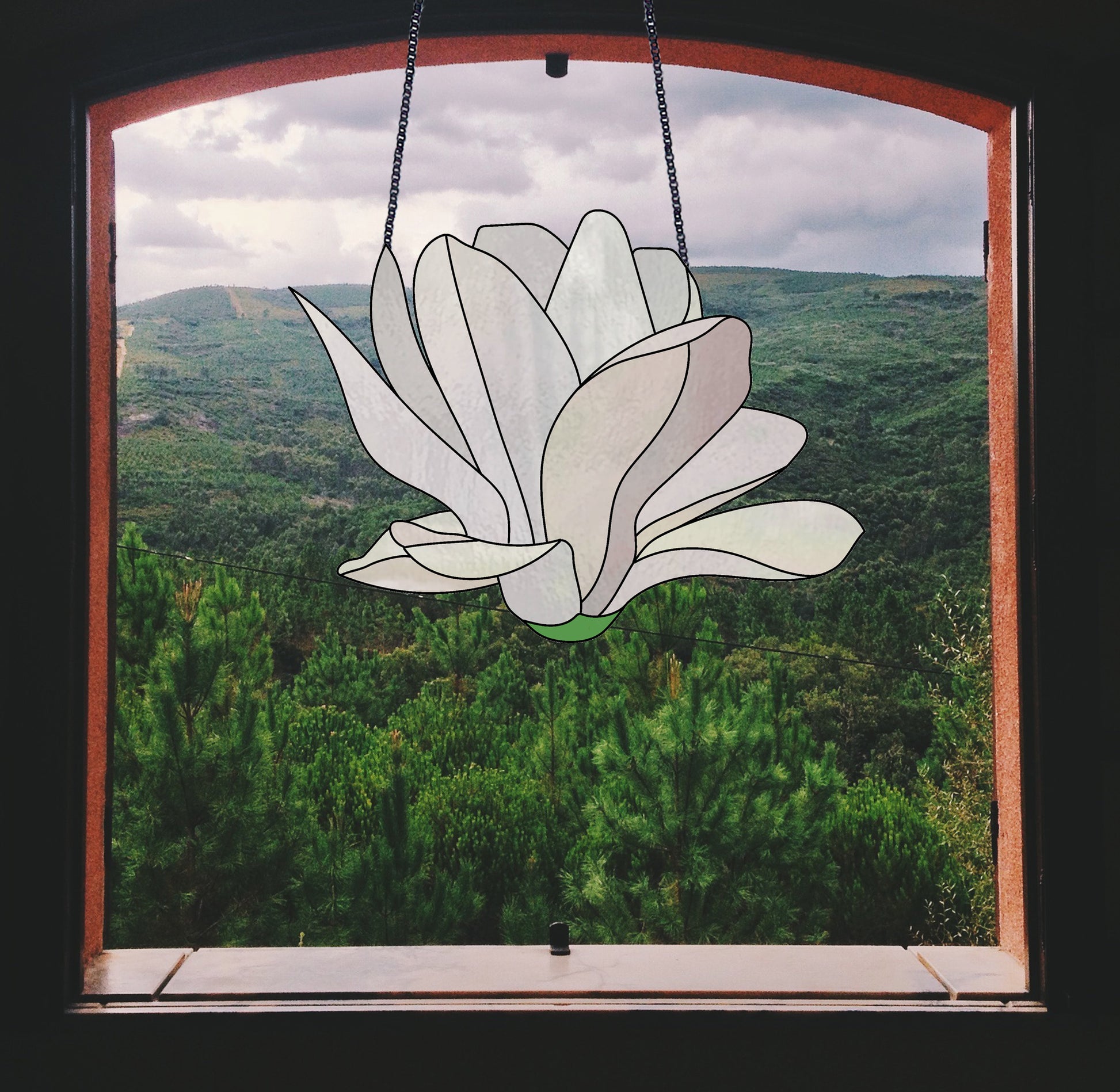 A picture of the Big Flora Giant Stained Glass Snowdrop Pattern from GlassyRock Arts. 