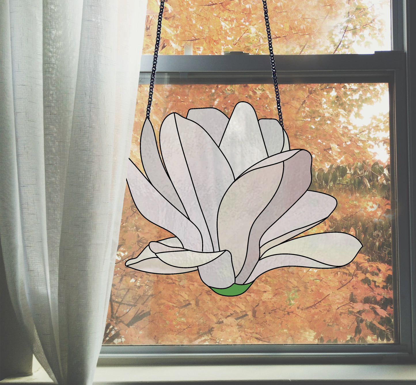 A picture of the Big Flora Giant Stained Glass Snowdrop Pattern from GlassyRock Arts. 