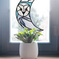 Crescent Moon Snowy Owl Stained Glass Pattern