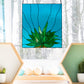 gasteria succulent panel stained glass pattern, instant pdf, shown in window with winter background