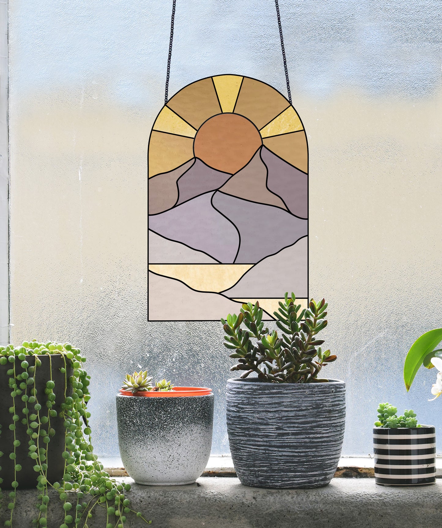 Boho Landscape Stained Glass Pattern