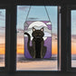 Full Moon Halloween Black Cat Stained Glass Panel Pattern