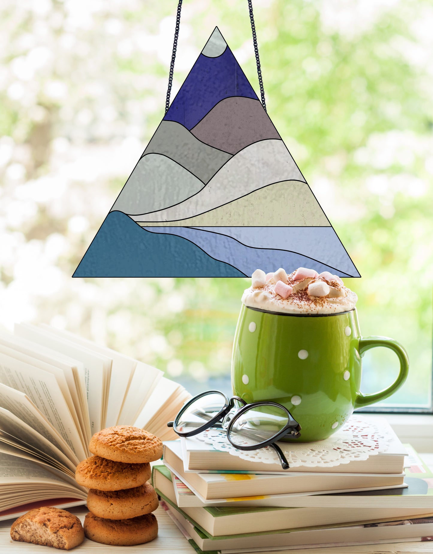 Boho Landscape Triangle Stained Glass Pattern