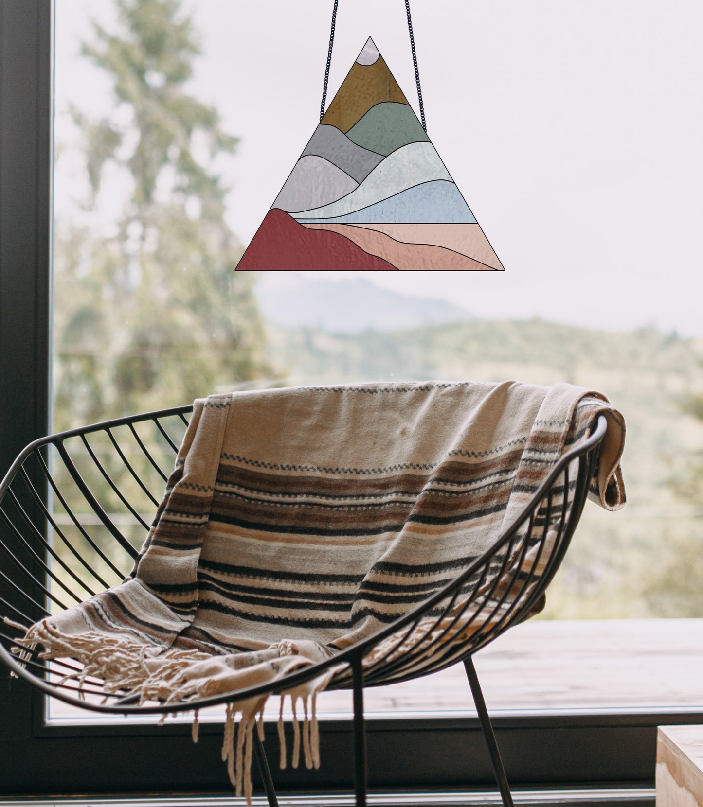 Boho Landscape Triangle Stained Glass Pattern