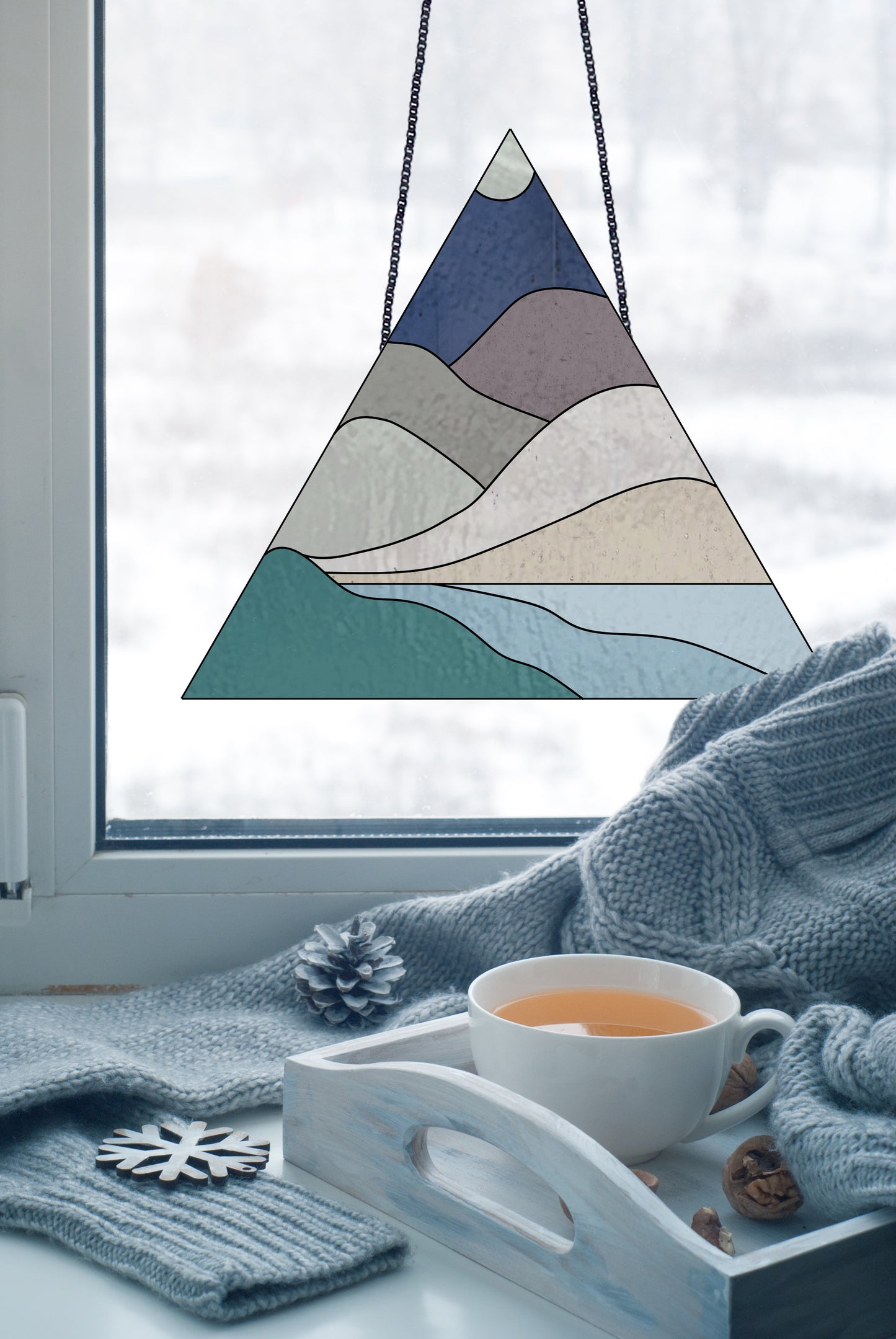 Boho Landscape Triangle Stained Glass Pattern